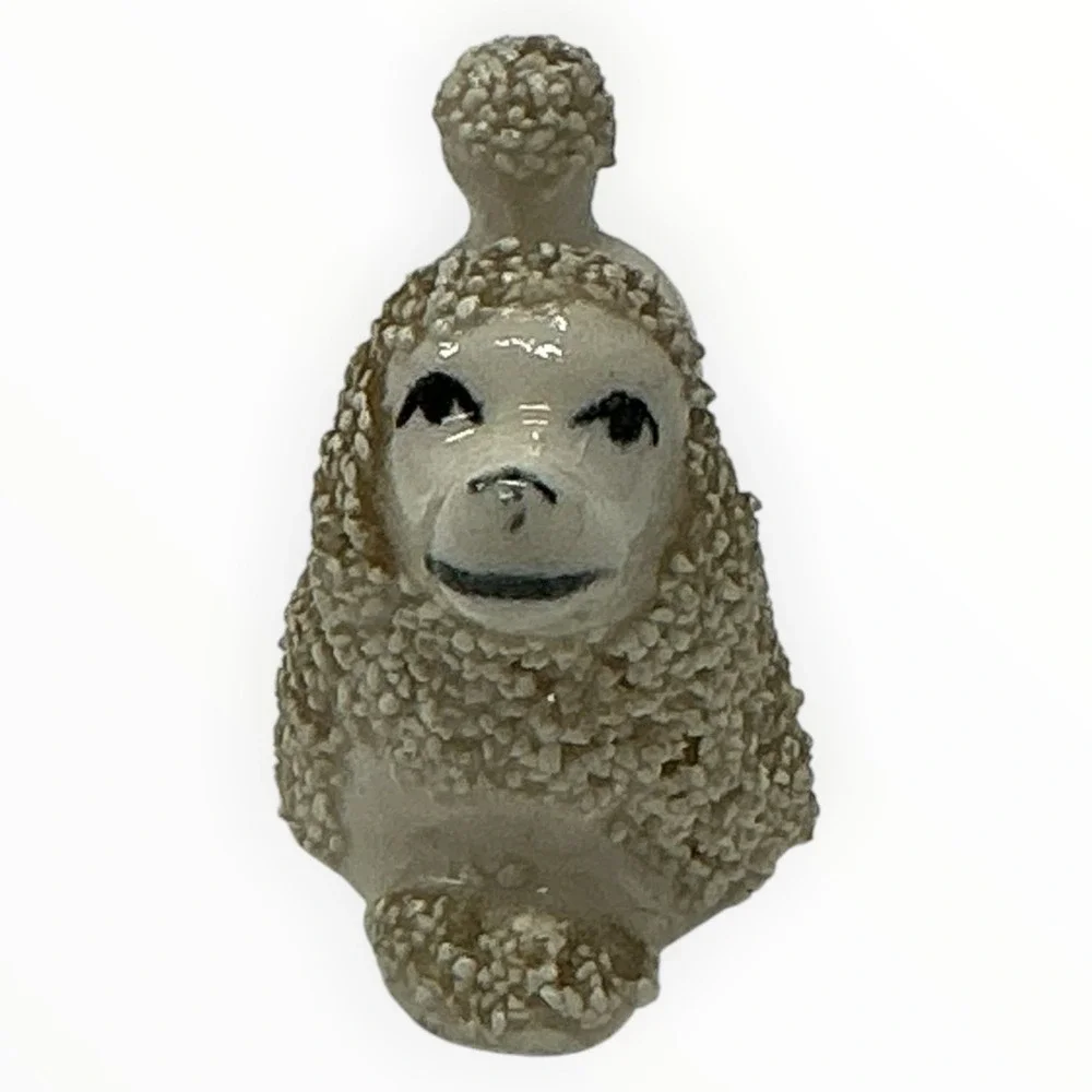 Vintage Porcelain Spaghetti‎ Poodle Dog Figurine Minature White
